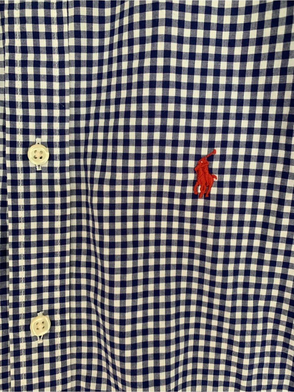 Ralph Lauren Blue and White Gingham Button-Down Shirt